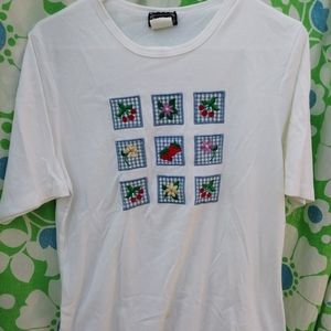 Vtg BonWorth Floral Fruit Tee M